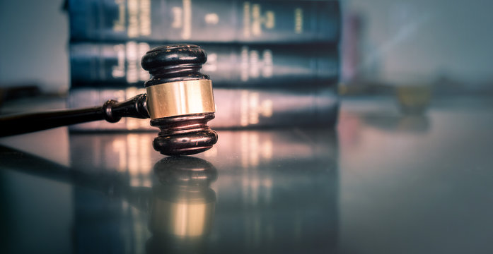 Lawyer holding book in library